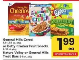 Safeway General Mills Cereal or Betty Crocker Fruit Snacks or Nature Valley or General Mills Treat Bars offer