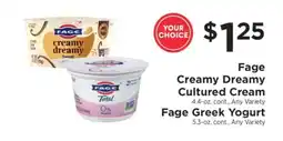 ShopRite Fage Creamy Dreamy Cultured Cream / Fage Greek Yogurt offer