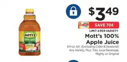 ShopRite Mott's 100% Apple Juice offer
