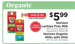 ShopRite Horizon Lactose Free Milk / Horizon Organic Milks with DHA offer
