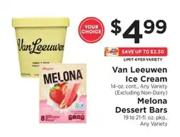 ShopRite Van Leeuwen Ice Cream / Melona Dessert Bars offer