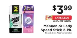 ShopRite Mennen or Lady Speed Stick 2-pk offer
