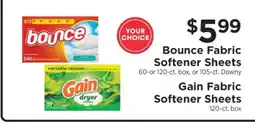 ShopRite Bounce & Gain Fabric Softener Sheets offer