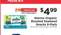 ShopRite Gimme Organic Roasted Seaweed Snacks 6-Pack offer