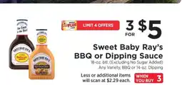 ShopRite Sweet Baby Rayβs BBQ or Dipping Sauce offer
