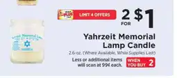 ShopRite Yahrzeit Memorial Lamp Candle offer