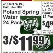 Key Food Poland Spring Water 24-Pack offer