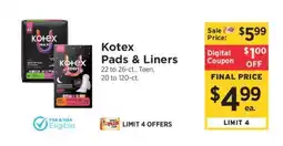 ShopRite Kotex Pads & Liners offer