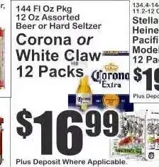 Key Food Corona or White Claw 12 Packs offer