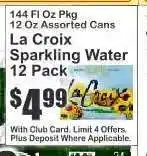 Key Food La Croix Sparkling Water 12-Pack offer