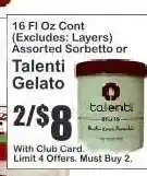 Key Food Talenti Gelato offer
