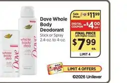 ShopRite Dove Whole Body Deodorant offer