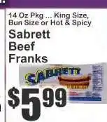 Key Food Sabrett Beef Franks offer