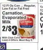 Key Food Carnation Evaporated Milk offer