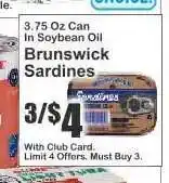 Key Food Brunswick Sardines offer