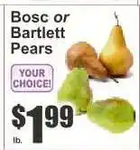 Key Food Bosc or Bartlett Pears offer