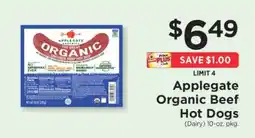ShopRite Applegate Organic Beef Hot Dogs offer