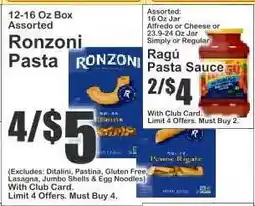 Key Food Ronzoni Pasta offer