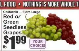 Key Food Red or Green Seedless Grapes offer