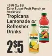 Key Food Tropicana Lemonade or Refresher Drinks offer