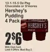 Key Food Hershey's Pudding 4 Pack offer