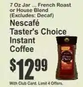Key Food Nescafé Taster's Choice Instant Coffee offer