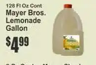Key Food Mayer Bros. Lemonade Gallon offer