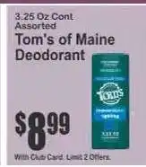 Key Food Tom's of Maine Deodorant offer