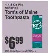 Key Food Tom's of Maine Toothpaste offer