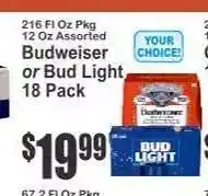 Key Food Budweiser or Bud Light 18 Pack offer