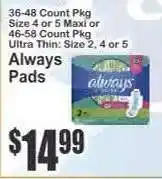 Key Food Always Pads offer