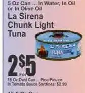 Key Food La Sirena Chunk Light Tuna offer