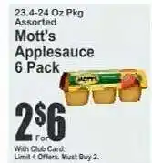Key Food Mott's Applesauce 6 Pack offer