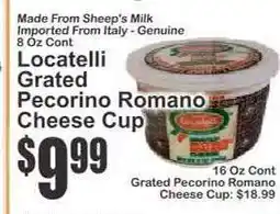 Key Food Locatelli Grated Pecorino Romano Cheese Cup offer