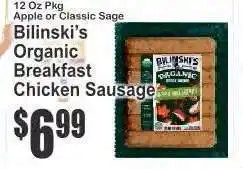 Key Food Bilinski's Organic Breakfast Chicken Sausage offer