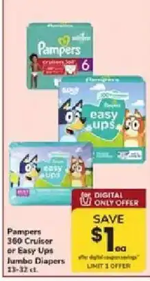ACME Pampers 360 Cruiser or Easy Ups Jumbo Diapers offer