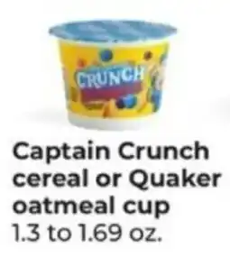 Hy-Vee Captain Crunch cereal or Quaker oatmeal cup offer