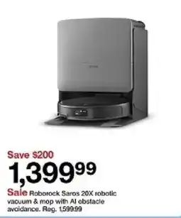 Target Roborock Saros 20X robotic vacuum & mop offer
