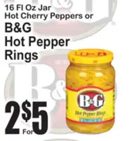 SuperFresh 16 FL Oz Jar Hot Cherry Peppers or B&G Hot Pepper Rings offer