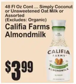 SuperFresh Simply Coconut or Unsweetened Oat Milk or Assorted (Excludes: Organic) Califia Farms Almondmilk offer