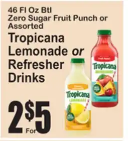 SuperFresh Zero Sugar Fruit Punch or Assorted Tropicana Lemonade or Refresher Drinks offer