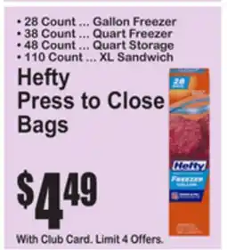 SuperFresh Hefty Press to Close Bags offer
