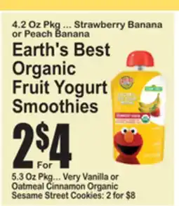 SuperFresh Earth's Best Organic Fruit Yogurt Smoothies offer
