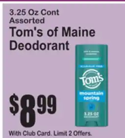 SuperFresh Tom's of Maine Deodorant offer