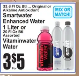 SuperFresh Smartwater Enhanced Water 1 Liter or Vitaminwater Water 20 Fl Oz Btl offer