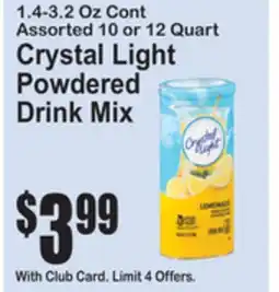 SuperFresh Assorted 10 or 12 Quart Crystal Light Powdered Drink Mix offer