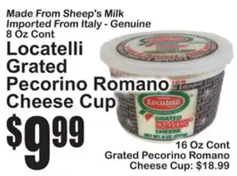 SuperFresh Locatelli Grated Pecorino Romano Cheese Cup offer