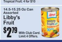SuperFresh 14.5-15.25 Oz Can Assorted Libby's Fruit offer