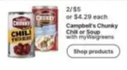 Walgreens Campbell's Chunky Chili or Soup offer
