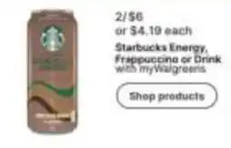 Walgreens Starbucks Energy, Frappuccino or Drink offer